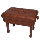 Crown Premium Skirted & Tufted Hydraulic Height Adjustable Piano Bench (Walnut)